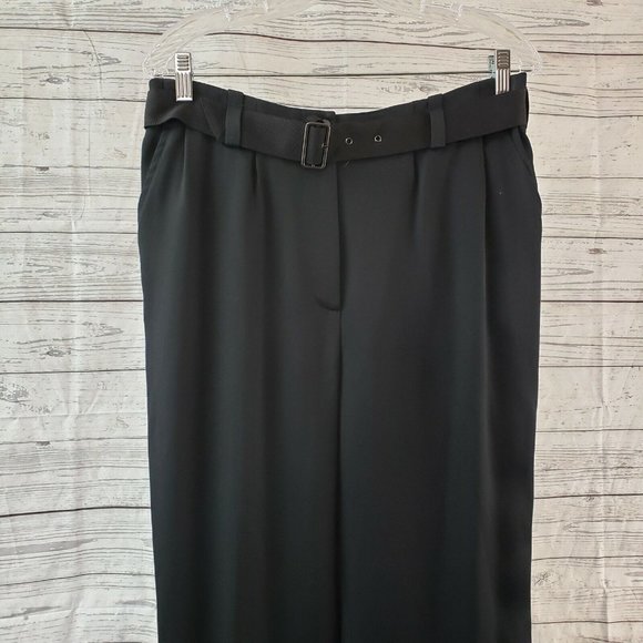 Jeanne Lanvin Womens Cropped Pants Sz 42 US 12 Black Tapered Leg Belted - Picture 2 of 6